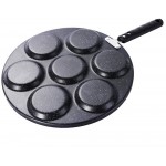 Multifonctionnel ménage noir à sept trous poêle antiadhésif omelette pratique crêpes oeuf boulette hambourg moule crêpe moule - B08XNKLW6NG