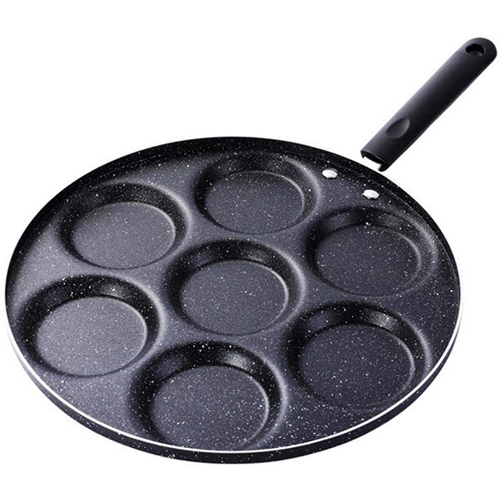 Multifonctionnel ménage noir à sept trous poêle antiadhésif omelette pratique crêpes oeuf boulette hambourg moule crêpe moule - B08XNKLW6NG
