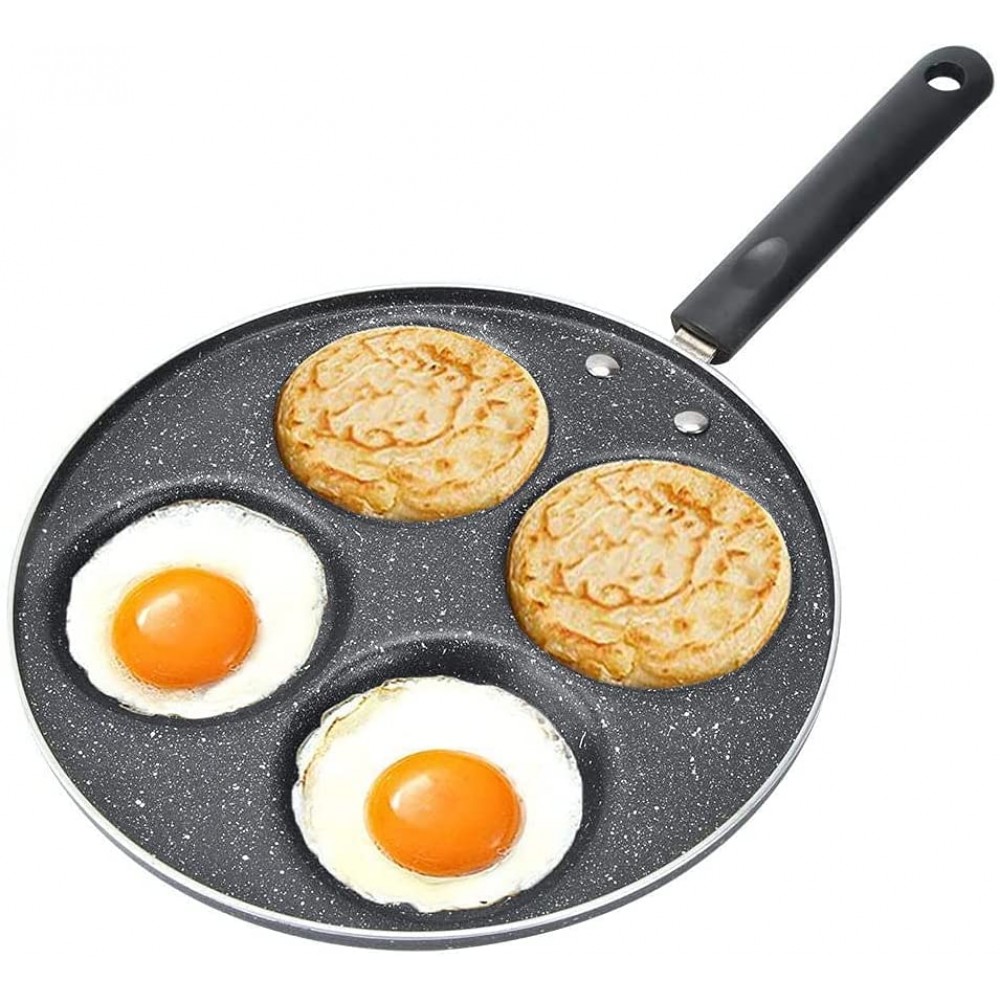 Poêle à crêpes 4 trous poêle à œufs antiadhésive poêles à frire pour pancakes steaks hachés œufs 24cm - B08G1PH8QZY
