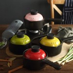 LSZ Simple poignée de Lait Pot Casserole Casserole Soupe en céramique des ménages Pots à Lait Color : Green - B0852W792PE