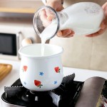 MDZF SWEET HOME Petite casserole à lait avec bec verseur Blanc Motif fraises 500 ml - B096K4PPDJI