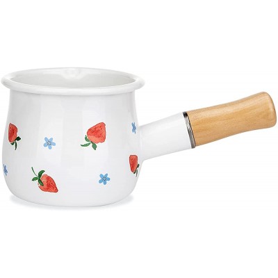 MDZF SWEET HOME Petite casserole à lait avec bec verseur Blanc Motif fraises 500 ml - B096K4PPDJI