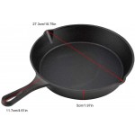 Poêle en fer fondu poêle ronde en fonte avec poignée poêle à frire ustensiles de cuisine casserole en fonte noire diamètre 27,3 cm - B083FYYBQ3R