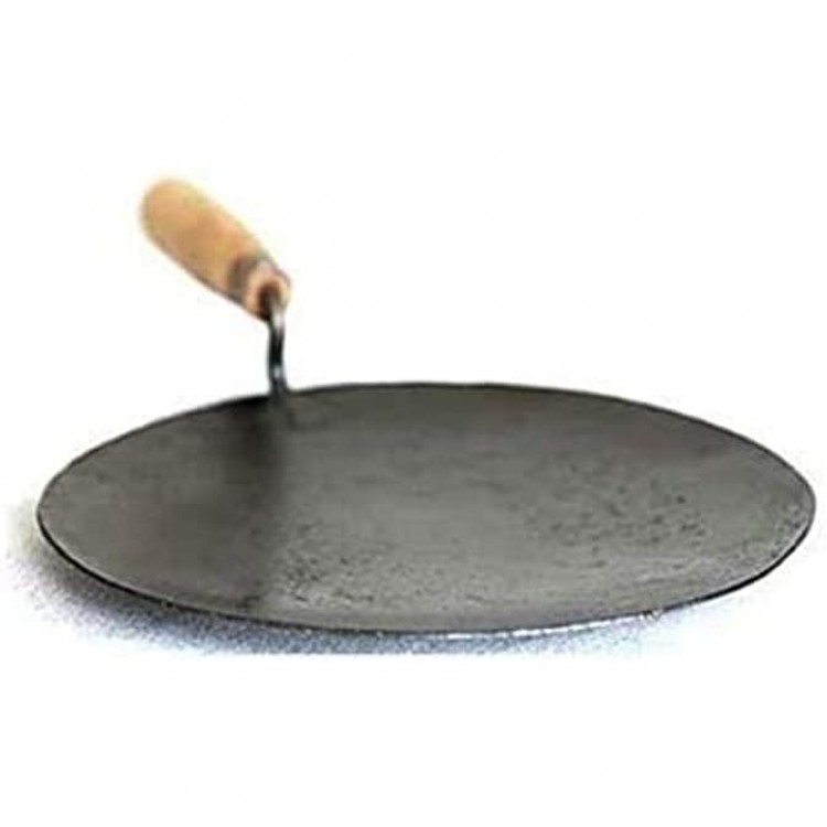 Satisfactory Nation Iron Tawa Cookware Roti Maker Machine à chapati en fer avec manche en bois 30,5 cm - B08F7NYZ7SV