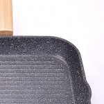 ALLUFLON Etnea Wood Edition Grill revêtement Ardoise Anti-adhésif et Anti-Rayures en Aluminium Poignée Effet Bois Lavable au Lave-Vaisselle 28x28 cm - B01MPZ56UA1
