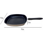 Poêle à frire en fonte pour griller du bacon du steak de forme carrée pré-enduite anti-adhésive pour plaques à induction – 22,9 cm - B09PVCKZPB9