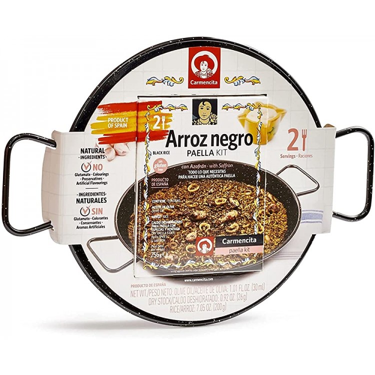 Kit Paella au Riz Noir pour 2 personnes avec poêle à paella Carmencita - B095CG2M15C