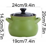 Marmite Casserole en céramique rond en terre cuite antiadhésif avec couvre-soupe à soupe de couvercle avec double poignée 19cm 3.8L pour cuisinière à induction Marmite Traiteur Color : Green - B09463767K3