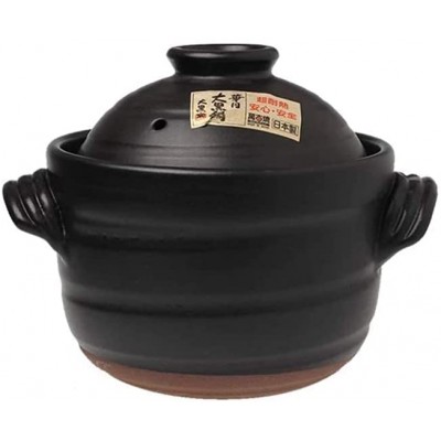 Marmite en céramique Pot de Riz en Pierre Japonaise avec Double Couvercle marmite en Terre marmite en céramique Casserole en céramique Cuisinière Poêle Pot Soupe Marmite Noir 1,58 Quart - B09JBZGLBG8