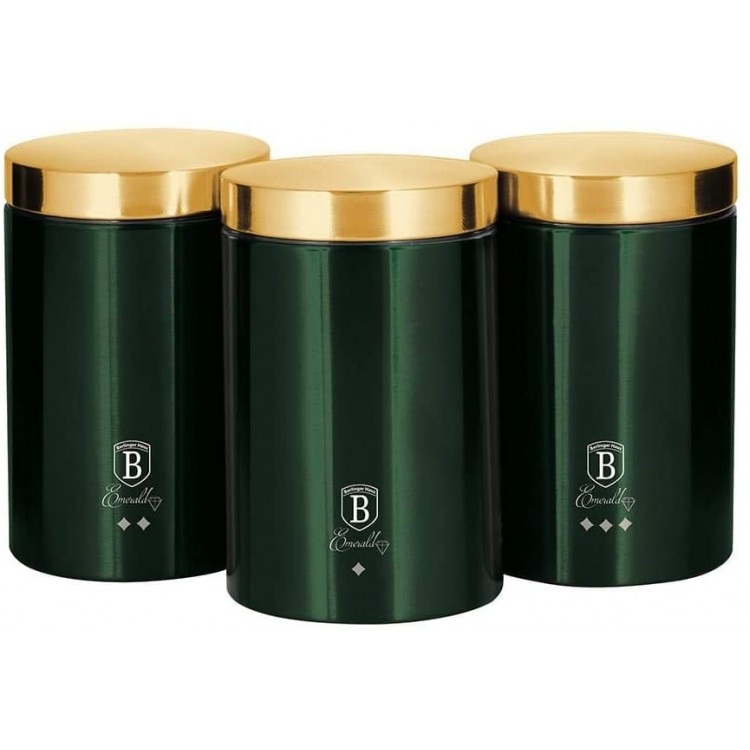 Berlinger Haus Emerald Collection Lot de 3 canister BH 6272 Emerald acier inoxydable 18 8 - B0856LC2PT9
