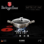 Berlinger Haus Metallic Line- Carbon Edition Shallow Poêle avec couvercle 28 cm acier inoxydable BH 1241N 18 8 - B076BS3YTRF