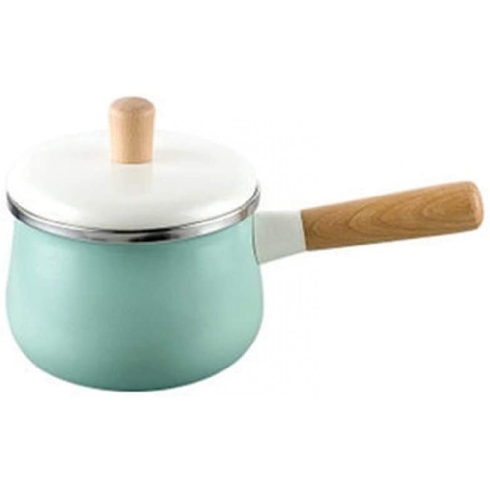 WeiCYN 16cm en Porcelaine émaillée Lait Pot 1.7L Cuisson antiadhésif Mini marmite à Soupe avec Couvercle Cuisinière à Induction Cuisinière à gaz Batterie de Cuisine Applicable Color : Green - B089DYPBFB4