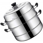 Yardwe Pot à Vapeur en Acier Inoxydable Pot de Cuisson 3 Couches Cuisiniers Cuisine Stockpot avec Couvercle Cuisine Ménagère pour Pâtisser Snacks Soup 30Cm - B09W22WXHYE