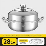 HULUWAWA Steamer Induction en Acier Soupe à Induction en Acier Inoxydable à 2 Couches et Cuire à Vapeur Size : 26cm - B08R1GVF9QR