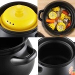 Pot d'impression de Pot de Soupe Casserole Ronde en céramique Pot de Soupe Pot de Terre Batterie de Cuisine en céramique Boîte-Cadeau résistante à la Chaleur avec Couvercle Jaune - B08CH9GSHKB