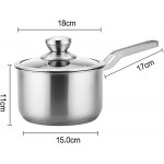 Steamer avec poignée acier inoxydable induction Pot Pot de cuisson avec couvercle en verre trempé lait de ménage PotSituable pour plusieurs types de poêles argent Size : 18cm - B09BQHYNWPC