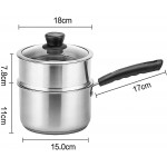 Steamer avec poignée acier inoxydable induction Pot Pot de cuisson avec couvercle en verre trempé lait de ménage PotSituable pour plusieurs types de poêles argent Size : 18cm - B09BQ3G8XBV