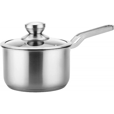 Steamer avec poignée acier inoxydable induction Pot Pot de cuisson avec couvercle en verre trempé lait de ménage PotSituable pour plusieurs types de poêles argent Size : 18cm - B09BQHYNWPC