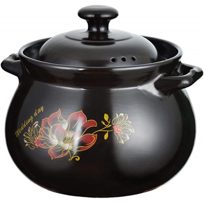 HLONGG Casserole en céramique avec Couvercle en Terre Cuite Pot de Pot à la Chaleur de Chaleur résistant à la Chaleur de la Chaleur ragoût Pot de Pot Essentiel pour la Cuisine,Black2 - B09L66VQ14D