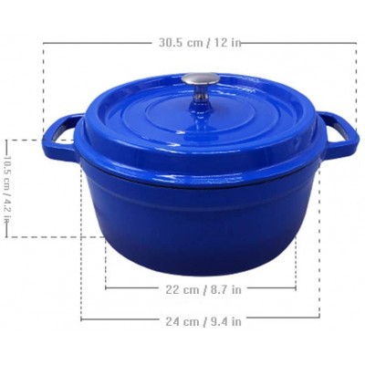 JHYS Batterie de Cuisine cocotte en Fonte émaillée de Plusieurs Tailles avec revêtement antiadhésif Casserole Polyvalente avec Couvercle marmite avec couvercle-bleu-24cm - B09MHY7W83B