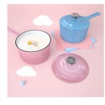 XinQing Casserole à lait Pot de lait fonte émaillée Fer Pot bébé supplément alimentaire Pot Petit marmite à soupe Cuisinière à gaz universel 18cm poignée simple bleu clair et rose Color : Pink - B093B9MBSWH