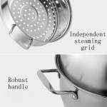 AYHa Gourmet Steamer Pot | Induction Stock Pot antiadhésifs | Steamer Set | avec couvercle en verre trempé et poli miroir | Convient pour tous Hobs y compris l'induction | 26cm - B07Z75FVWTN