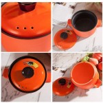 Marmite ronde avec couvercle batterie de cuisine en céramique cocotte en céramique résistante à la chaleur cocotte mijoteuse mijoteuse pour soupe à ragoût fondue marmite en terre cuite Orange - B08P7GMDYQD