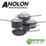 Anolon Professional Casserole à Lait en Aluminium anodisé Dur casseroles et poêle à Frire Noir Aluminium anodisé Noir Set of 5 - B071953PZSD