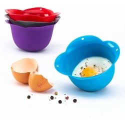 Coque en silicone Pocheuse à œufs Lot de 4 tasses – pocher Pods pour la cuisson parfaite œufs pochés – micro-ondes ou cuisinière Egg Cooker - B01C36THSEC