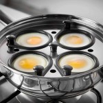 Pocheuse à œufs en acier inoxydable de 20 cm avec couvercle | 4 tasses anti-adhésives pour pocher les œufs | poêle à œufs pochés sans danger pour l'induction - B08VRQFXMKC