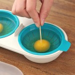 Pocheuse à œufs micro-ondes ensemble de chaudière à œufs à 2 cavités four à micro-ondes double tasse cuiseur à œufs pour faire rapidement des œufs pochés pour le petit-déjeuner - B09VC1TJGYR