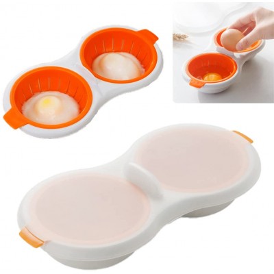 Pocheuse à œufs parfaite pour micro-ondes Double tasse Chaudière à œufs pour jusqu'à 2 œufs Tasse pocheuse à œufs avec paniers de drainage Machine à œufs pochés Gadget de cuisine orange - B09SZ1WVP4B