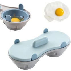 Pocheuse à œufs pour micro-ondes ensemble de caissettes en silicone à 2 cavités pour l'égouttage des œufs double coquetier pour les œufs à la coque ensemble de caissettes pour l'égouttage des œufs - B09VR4W2XFD