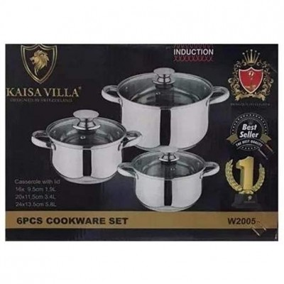 Kaisa Villa Lot de 6 casseroles en acier inoxydable - B08BCBHDBB7