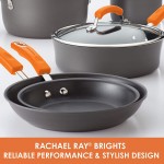 Rachael Ray dur anodisé II Passe au lave-vaisselle antiadhésive Poêle grill carrée de 27,9 cm de profondeur Orange - B005DYJU40Z