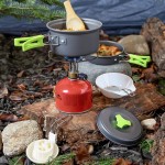 Towinle Set de casseroles de Camping pour l'extérieur et Le Camping Accessoires de Camping Portable Camping avec Couvercle Anti-adhésif Kit Cookware pour l'extérieur Camping 1 à 2 Personnes - B07DJ2BKG79