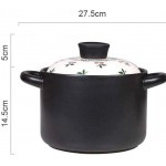 TWDYC Double poignée Couvercle feu pur Céramique Soupière soupe en céramique noire ronde Plat Casserole Clay Pot Pot Terrestres Batterie de cuisine en céramique avec couvercle résistant à la chaleur - B089SN17RT8