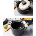 TWDYC Double poignée Couvercle feu pur Céramique Soupière soupe en céramique noire ronde Plat Casserole Clay Pot Pot Terrestres Batterie de cuisine en céramique avec couvercle résistant à la chaleur - B089SN17RT8