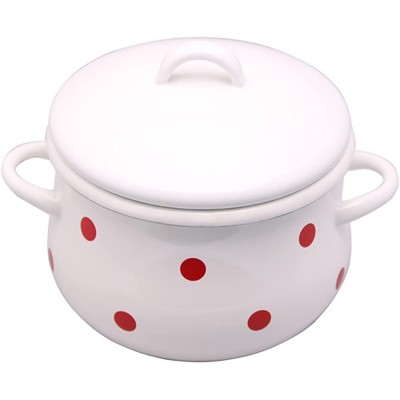 ZHANGZHI Pot à pois rouge Polka Poteau Pot InterAural Pot Soupe Pot - B09NYFZBBJB
