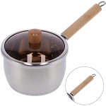 Melting Pot chauffe-beurre manche en bois antiadhésif avec couvercle en verre trempé pour cuisine à domicile pour cuisinière électrique cuisinière à gaz - B098TGBCZZ7