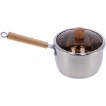 Melting Pot chauffe-beurre manche en bois antiadhésif avec couvercle en verre trempé pour cuisine à domicile pour cuisinière électrique cuisinière à gaz - B098TGBCZZ7