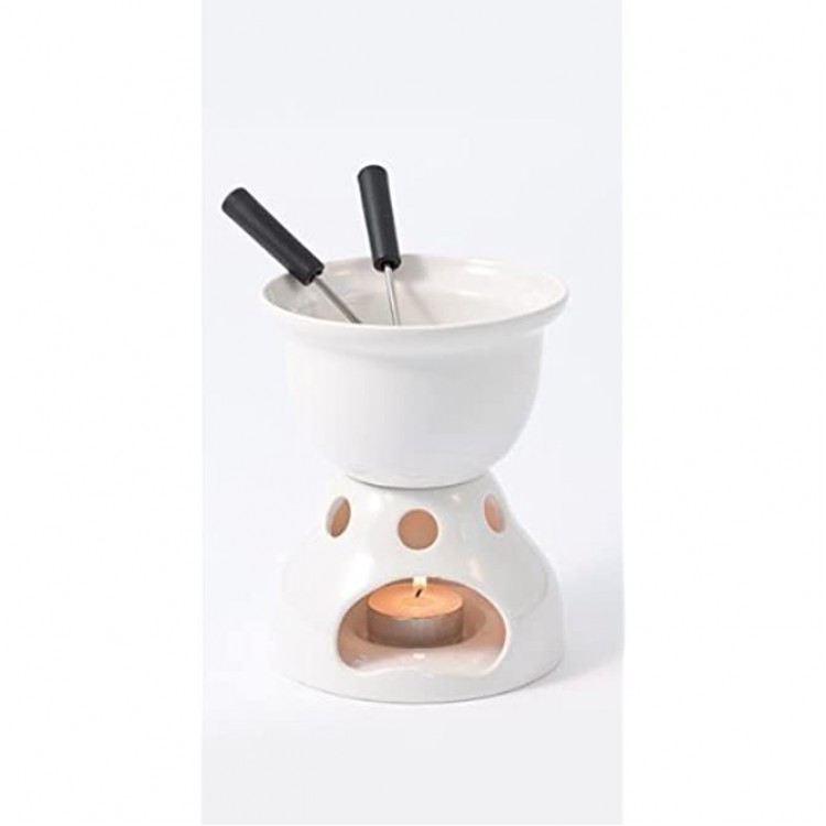 «blanc» fondue en céramique avec 2 fourchettes à fondue-hauteur: 14,5 cm-diamètre: 11,5 cm-contenu de la livraison: 3 - B004TG3GP2B