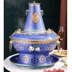 Fondue Hot Pot Ménages Cloisonnée Copper Hot Pot Restaurant Shabu-shabu Charbon Hot Pot Party 6-8 Aliments Hot Pot Color : Blue Size : 30cm - B08GPK5ZFGG