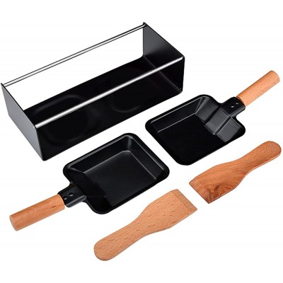 Mini poêle carrée antiadhésive Réutilisable portable et réutilisable Avec poignée en bois Conduction rapide de la chaleur Outil de cuisine domestique Noir - B099F8XY85E