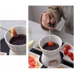 XIONGGG Service à fondue au chocolat en céramique avec fourchettes en acier inoxydable et 4 plats demi-lune en céramique - B08P1XYLBNP