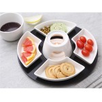 XIONGGG Service à fondue au chocolat en céramique avec fourchettes en acier inoxydable et 4 plats demi-lune en céramique - B08P1XYLBNP