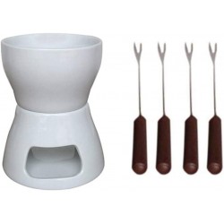 ZOYOL 400ml Céramique Services à Fondue au Chocolat avec Fourches Lumière de thé Porcelaine Fusion Pot avec 4 Fourchettes à Fondue 12 x 15 cm - B08QRZT3433