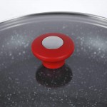 Couvercle en verre cerclée inox et poignée rouge Tentation 24 cm couvercle adapté pour poêles 24 cm et poêles Tentation - B07YX35P3KD
