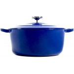 BK Cookware Cocotte en Fonte Émaillée avec Couvercle adapté à tous les types de cuisinières induction et four 24cm 4.2L Bleu Royal - B07N8CBP588