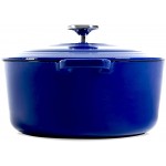 BK Cookware Cocotte en Fonte Émaillée avec Couvercle adapté à tous les types de cuisinières induction et four 24cm 4.2L Bleu Royal - B07N8CBP588